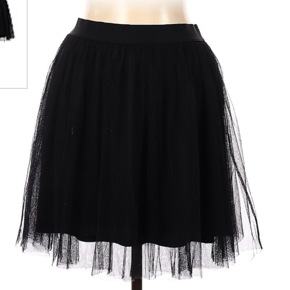 LC Lauren Conrad Make Believe Black Tulle Skirt Layered Elastic Stretch Waist L - Picture 6 of 11